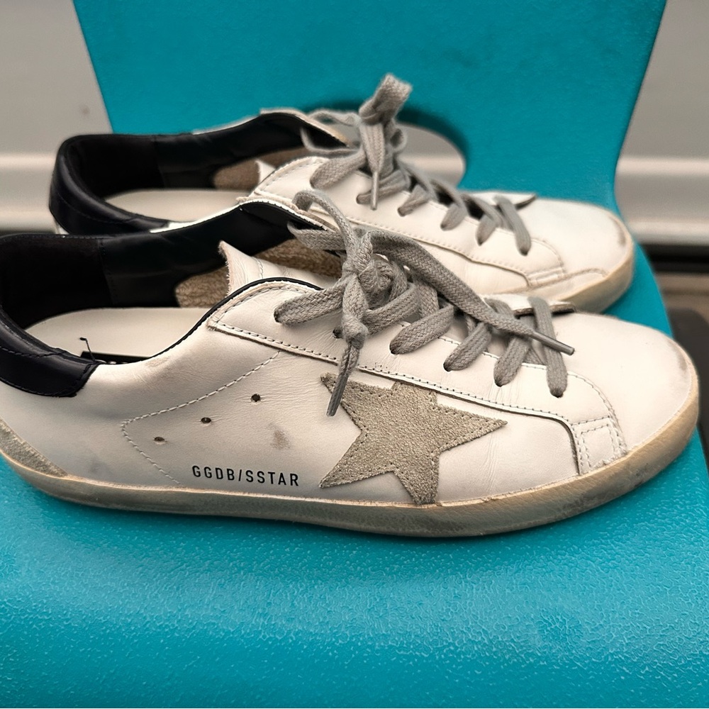 Golden Goose Womens White Sneakers with Gray Star